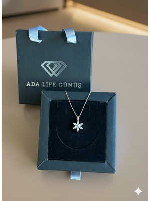 Ada Life Gümüş (Çantalı KUTULU)925 Ayar Gümüş Lotus Çiçeği Kadın Kolye