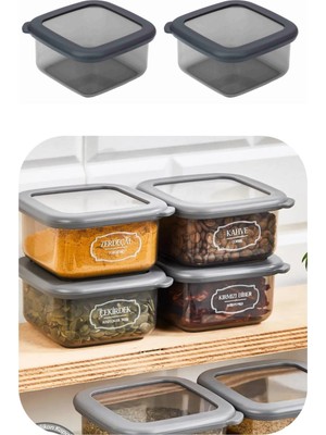 Eynel 2 Adet 400 ml Gri Kare Saklama Kabı Silikon Kapak Hava Geçirmez Kuru Baklagil Bakliyat Makarna Kutu