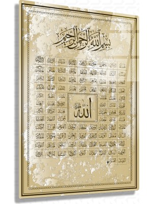 Sevgili Cam Sevgilicam Esmaül Hüsna Allah'ın Isimleri ve Sıfatları Dini Islami Cam Tablo