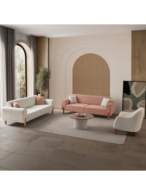 Eymense Mocha Plus Sırt Mekanizmalı Koltuk Takımı 3+3+1 Pembe