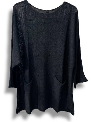 Merserize Triko Kadın Oversize Tunik - 38-52 Beden Uyumlu Standart Beden