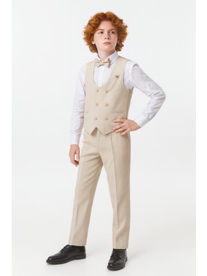 Ahengim Erkek Çocuk Modern Kesim Papyonlu Yelekli 3’ Lü Set Takım Elbise AK5350