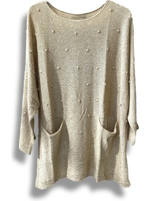 Merserize Triko Kadın Oversize Tunik - 38-52 Beden Uyumlu Standart Beden