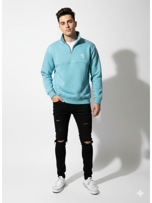 Ribana Classic Unisex Regular Fit Fermuarlı Yumuşak Dokulu Üç Iplik Uzun Kollu Sweatshirt