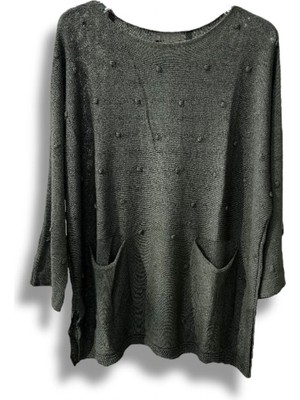 Merserize Triko Kadın Oversize Tunik - 38-52 Beden Uyumlu Standart Beden