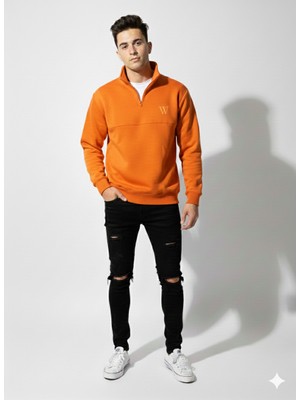 Ribana Classic Unisex Regular Fit Fermuarlı Yumuşak Dokulu Üç Iplik Uzun Kollu Sweatshirt