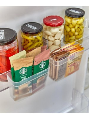 Eynel 2'li Set  4+4: 8 Adet Buzdolabı Kapak Içi Raf Çok Amaçlı Mini Kutu Seti Asılabilir Askılı Kap