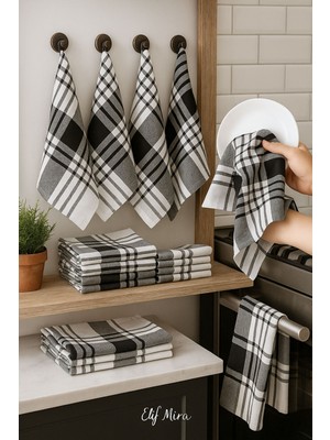 Elif Mira 10 Lu Lüks Mutfak Kurulama Bezi Seti 45X65 cm Table Linen
