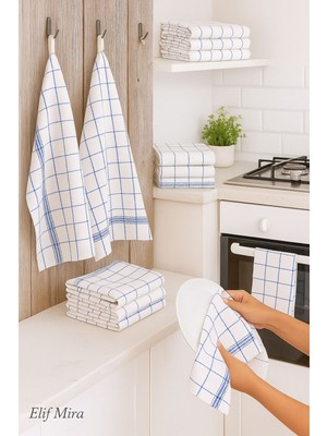 Elif Mira 10 Lu Lüks Mutfak Kurulama Bezi Seti 45X65 cm Table Linen