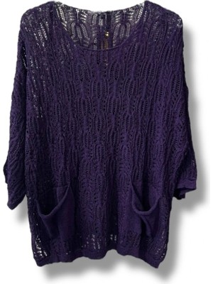 Kadın Merserize Delikli Triko Bluz Cepli Salaş Model 38-52 Beden Uyumlu