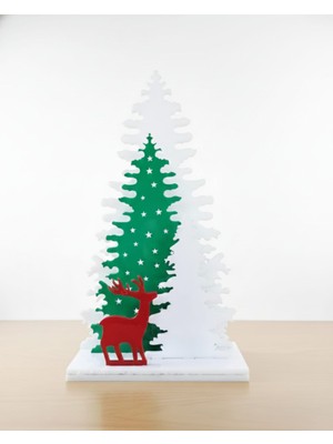 Çizgi Neon Cizgi Neon Dekoratif Yılbaşı Ağacı Masaüstü -Geyikli Modern Ev Ofis Dekorasyonu 23*12 cm