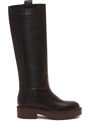 Derimod Kadın Kahverengi Kalın Tabanlı Deri Çizme 25WFD1893FT