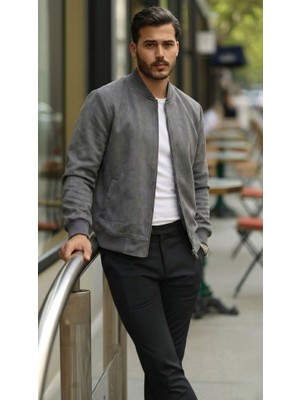 Veraura Lifestyle Erkek Scuba Süet Kumaş Bomber Hırka