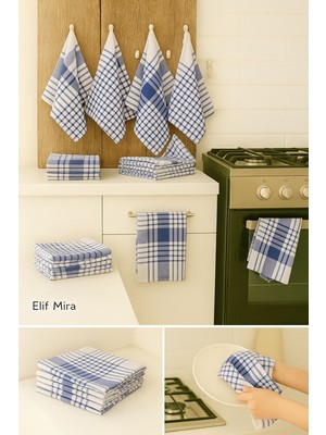 Elif Mira 10 Lu Lüks Mutfak Kurulama Bezi Seti 45X65 cm Table Linen