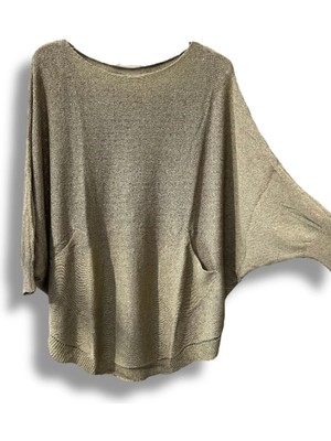 Oversize Cepli Merserize Bluz | 38-52 Beden Uyumlu Rahat Kalıp Triko
