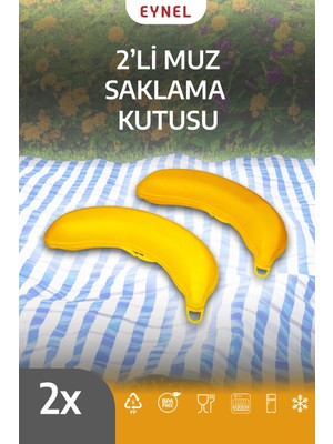 Eynel 2'li Muz Şeklinde Saklama Kabı, Çocuk Kahvaltı Beslenme Koyma Kutusu Öğrenci Okul Piknik Kamp Muzluk