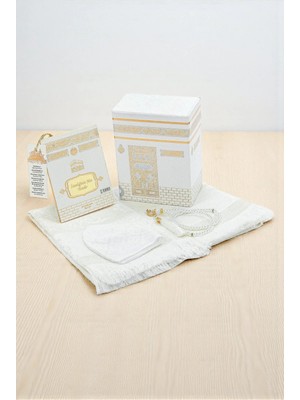 İhvan Online Kabe Desenli Özel Kutulu Isimli Yasin Kitabı Seccade Tesbih Mevlüt Seti Beyaz