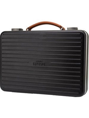 Lubinski Dayanıklı Alüminyum Sedirli Seyahat Puro Sunum Kutusu Humidor 20S Black
