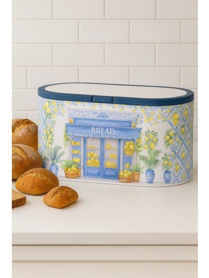Decorev Desenli Metal Ekmek Kutusu – Renkli Mutfak Düzeni ve Tazelik Koruma DC-6768