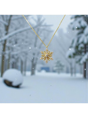 Nova Grup Kar Tanesi Figürlü Zirkon Taşlı 14 Ayar Altın Kolye