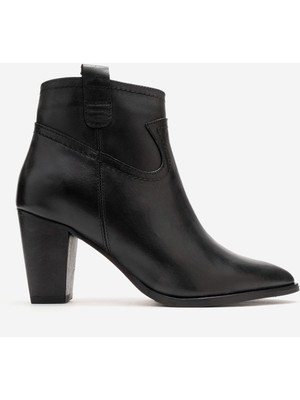 Dericlub Kadın Sivri Burun Yüksek Topuklu Bot Gerçek Deri Gn 39499 Siyah