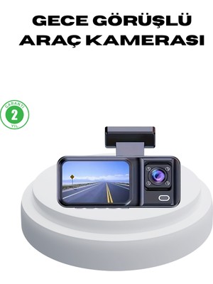 Novytech 170° Geniş Açılı 3 Kameralı Araç Içi Kayıt Cihazı Gece Görüşlü