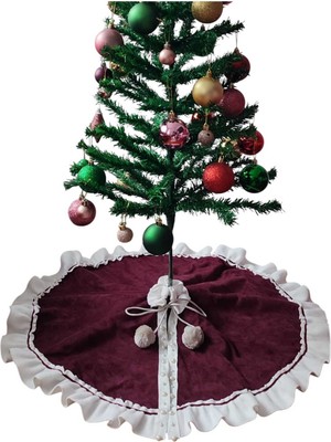 Moda Nur Yılbaşı Çam Ağacı Altı Örtüsü .bordo, Süet Kumaş. Lütfen Ölçüleri Dikkate Alıp Sipariş Verelim,80 cm