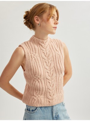 Koton Kolsuz Bisiklet Yaka Dokulu Triko Süveter