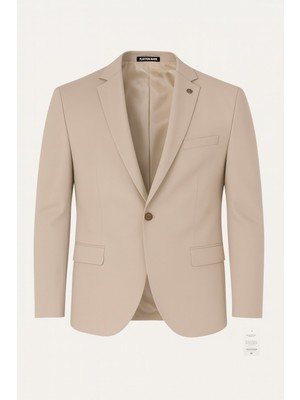 Plus Scorpion Erkek Bej Blazer Ceket – Slim Fit, Tek Düğmeli, Şık Spor-Klasik Model