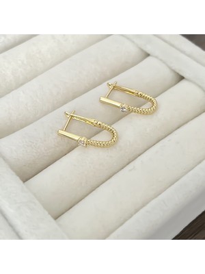 Atelier Gizem Xuping Kadın Kararmaz 14K Gold Çelik Küpe