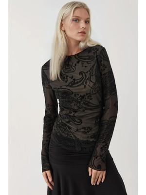 Hiccup Kadın Uzun Kollu Asimetrik Bluz Siyah