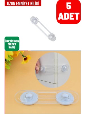 Cocovia 5 Adet Uzun Bebek Koruma Dolap Çekmece Kilidi | Çok Amaçlı Şeffaf Kilit Dolap Kilidi Çekmece Kilidi