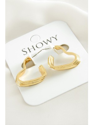 Marsilyan Kalp Dört Sıra Metal Küpe