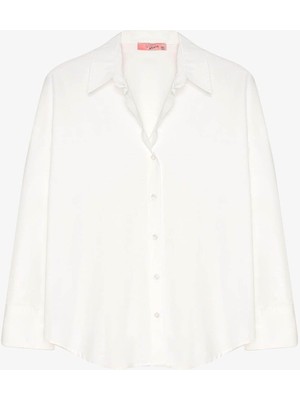 Quzu Uzun Kollu Ekru Kadın Gömlek GML00787