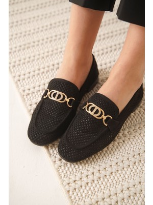 Zerenyus Sally Premium Kadın Siyah Vizon Günlük Babet