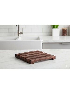 Artı Woods Doğal Ahşap Nihale  Koyu Ceviz Isıya Dayanıklı Mutfak Tezgah Koruyucu ve Altlık & Dekoratif Sunumluk