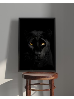 Rosa Art Tablo| Ahşap Çerçeveli Tablo| Çerçeveli Poster|kara Panter, Hayvan Temalı Tablo