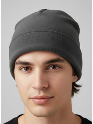 Balkonda Bere Polarlı Basic Katsız Düz Soğuktan Koruyucu Unisex Koyu Gri