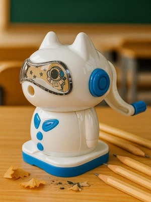 Mikro DS-111 Masa Üstü Kalemtraş Robodog – Mavi | Sessiz ve Güvenli Masaüstü Kalemtıraş