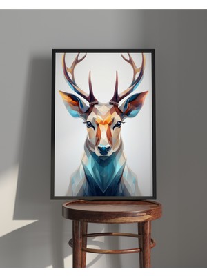 Rosa Art Tablo| Ahşap Çerçeveli Tablo| Çerçeveli Poster|renkli Geyik Tablosu | Hayvan Temalı Tablo