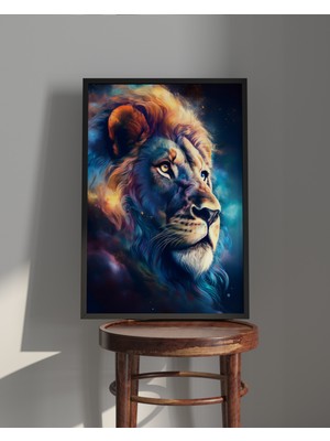 Rosa Art Tablo| Ahşap Çerçeveli Tablo| Çerçeveli Poster|renkli Aslan, Hayvan Temalı Tablo