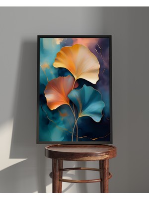 Rosa Art Tablo| Ahşap Çerçeveli Tablo| Çerçeveli Poster| Gingko Biloba Yaprağı , Çiçek Temalı Tablo