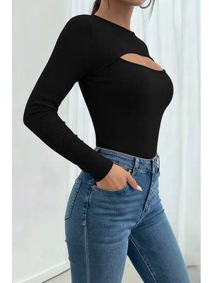 Swalora Göğüs Dekolteli Uzun Kollu Bluz