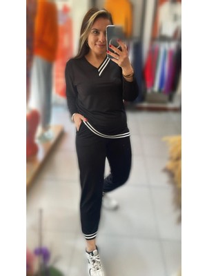 Cottonlab Kadın Yeni Sezon Uzun Kollu Ribana Detay Ikili Takım