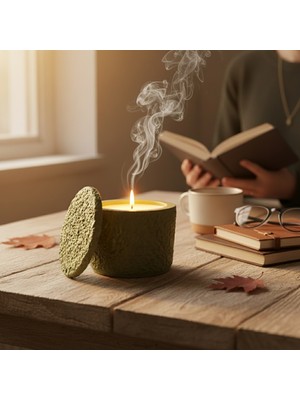 Free And Art El Yapımı Beton Kutu Mum – Pastel Renk, Organik Soya Wax & Hediyelik Tasarım