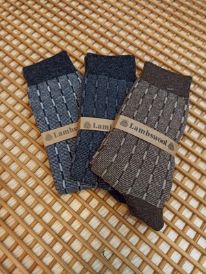 Rocks For Lambswool Desenli 3'lü Erkek Çorap