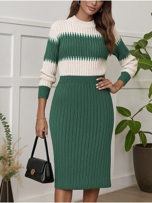 Cottonlab Kadın Uzun Kollu Triko Etekli Takım