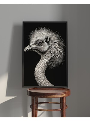 Rosa Art Tablo| Ahşap Çerçeveli Tablo| Çerçeveli Poster|devekuşu | Hayvan Temalı Tablo