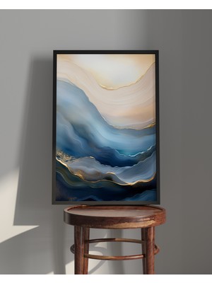 Rosa Art Tablo| Ahşap Çerçeveli Tablo| Çerçeveli Poster| Soyut Dalga | Soyut Tablo