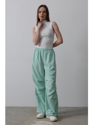 Cottonlab Paraşüt Cargo Pantolon - Mint